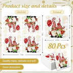 80Pcs Christmas Paper Napkins Xmas Gnome Firework Disposable Napkins Decorative Luncheon Dinner Hand Napkins For Party Supplies Table Decor