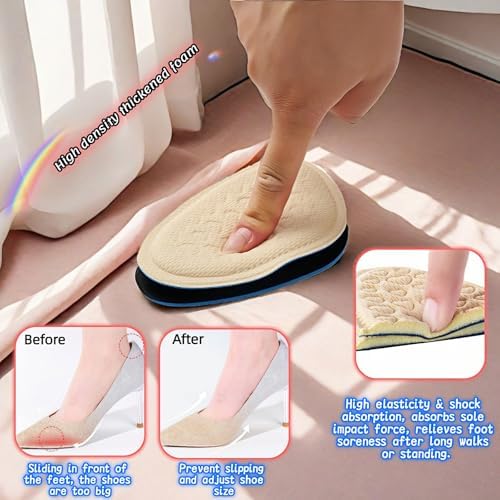 Breathable Forefoot Cushion Pads for High Heels, Sweat Absorbing Massage Insoles with Anti-Slip Design, 3 Pairs (Black, Beige, Pink), 7.5 x 12.5 cm, Washable and Reusable