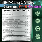 Natural Sleep Aid Supplement for Adults Without Melatonin - Non-Habit Forming Herbal Sleep - GABA, L-Theanine, Reishi Mushroom, Apigenin, Magnesium Glycinate, 5-HTP - 90 Vegan Capsules