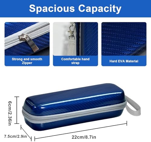 Travel Case for Oral-B/Oral-B Pro/Phlips Sonicare Electric Toothbrush with 2pcs Toothbrush Heads Cover Cap, Portable Hard Protective Storage Bag with Accessories Storage (Blue)