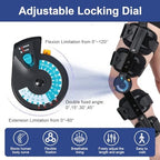 Hinged ROM Knee Brace with Adjustable Locking Dial 0°-120° | Post Surgery Knee Immobilizer & Stabilizer for ACL, Meniscus Tear Recovery | Medical Grade Orthopedic Support with Quick Release Buckle | Fits Men & Women, Left or Right Leg
