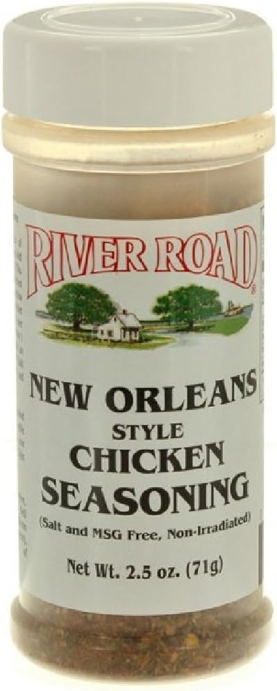 River Road New Orleans Style Chicken Seasoning, 2.5 Ounce Shaker (Salt-Free, No MSG Blend - Seasons 5 Pounds of Bone-In Chicken)