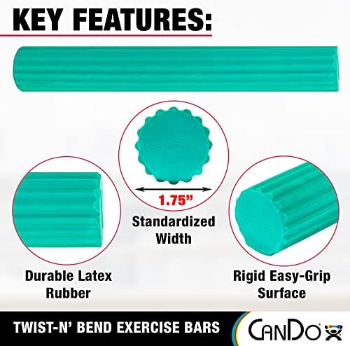 CanDo Twist-n' Bend Flexible Resistance Bars For Grip And Forearm Strengthening, Physical Therapy, Rehabilitation, Golf Training, Tennis Elbow, Injury Recovery, and Pain Relief