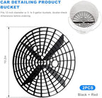2 PCS Car Wash Bucket Insert, Auto Detail Grit Trap Wash Filter Removes Dirt & Debris, Dirt Guard Insert Fits 12-Inch Diameter or 3-5 Gallon Buckets for Car Detailing Cleaning (Black+Red)