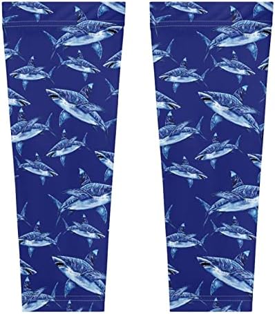 FUSURIRE Blue Shark Leg Sleeve Basketball for Youths, Soft Leg Sleeves Socks/Compression for Calf, Breathable Shin/High Elasticity Football Basketball Baseball Accessories for Men
