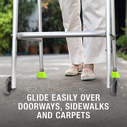 HealthSmart 4-Pack Walker Ski Glides for Folding Walkers, Durable Universal Fit for Smooth Mobility, Easy Installation and Increased Visibility Walker Feet