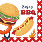 40PCS BBQ Party Paper Napkins Burgers Utensils Napkin Barbecue Picnic Disposable Luncheon Dinner Paper Napkin for Barbecue Baby Shower Summer Holiday Party Supplies, 6.5x6.5In