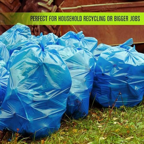 Aluf Plastics 40-45 Gallon 1.2 (Equivalent) MIL Blue Trash Garbage Recycling Bags - 33" x 46" - Pack of 100 - For Industrial, Home, Contractor