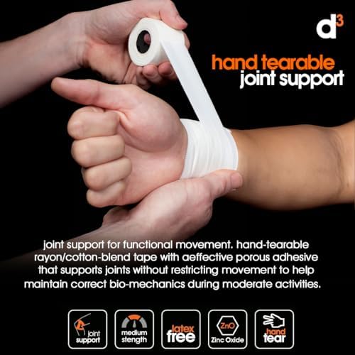AST Athletic Sports Tape White, 1.5" x 15yds (1 Roll) Hand Tearable Zinc Oxide Joint Strapping First Aid & Medical Trainers Support for Athletes