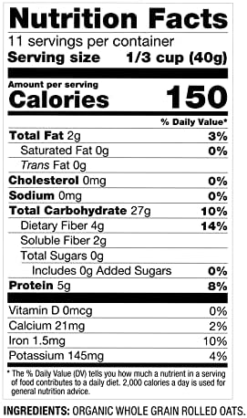 Oatsome Organic Rolled Oats, 1lb Bag – Gluten-Free, Whole Grain Oats for Oatmeal, Baking, & Granola