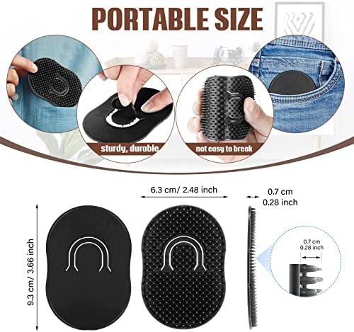 Boao 12 Packs Hand Combs Pocket Brush Finger Palm Combs for Men Portable Soft Pocket Palm Hair Brush Scalp Massage for Hair Home Travel Pets (Black)