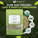 Biokoma Organic Lady's Mantle Herb 1.76 oz - Loose Herbal Tea Alchemilla Vulgaris - USDA Organic Leaves - Resealable Moisture Proof Pouch - No Additives - No Preservatives - Non GMO - Kosher