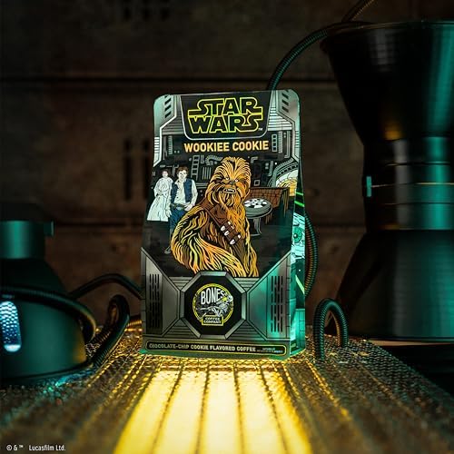 Bones Coffee Company Star Wars Wookiee Cookie Chocolate Chip Cookie Flavored Coffee, Medium Roast Low Acid Arabica Beans Compatible with Auto drip and French Press Coffee Maker, 12 Oz Ground