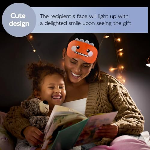 Cute Sleep Masks Cartoon Dinosaur Eye Mask Plush Sleeping Mask & Travel Blindfold - Funny Novelty Eye Shade for Women Men (Orange Dinosaur)