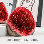 1Pc Claret Raw Geode, 300-400g Quartz Cluster for Home Feng Shui Ornaments Energy Stone Healing Tools Meditation Feng Shui Decoration,Stone Display Piece, Mineral Specimen