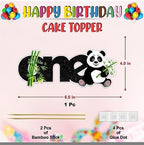 Panda One Cake Topper - Cute Black and White Panda Theme Design, Adorable Animal Style Party Cake Decoration for First Birthday Celebration, Dessert Table Display, Photo Prop and Event Decor.