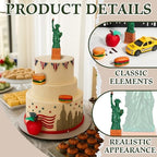 9 Pcs New York Cake Decorations New York Party Decorations Mini Statue of Liberty Yellow Taxi Apple Skyscraper Borders Hot Dogs for American Theme Party Birthday NYC Souvenirs Gift