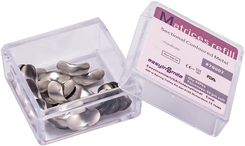 50Pcs Dental 50μm Sectional Contoured Metal Matrices Matrix Refill (Medium)