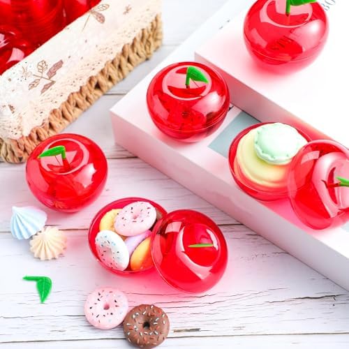 Lallisa 100 Pcs Plastic Apple Container Party Favor for Teacher Week Gifts Plastic Apple Shaped Candy Jar Box Graduation Thank You Teacher Gift for Appreciation Birthday Party Favor End of Year Gifts