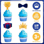 Best Dad Cupcake Toppers Happy Father's Day Cupcake Picks Birthday Party Cake Decoration for Dad Happy Birthday to Dad Father's Day Toothpicks with Suit Brief Case Trophy for Dad