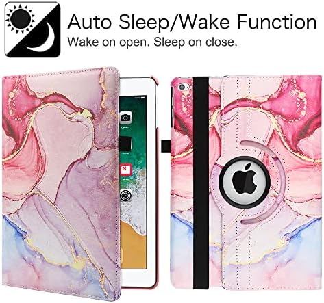 New Case for iPad 9.7 inch 2018 2017/ iPad Air 2 Case - 360 Degree Rotating Stand Protective Cover Smart Case with Auto Sleep/Wake for Apple iPad 5th/6th Generation (Marble Pink)