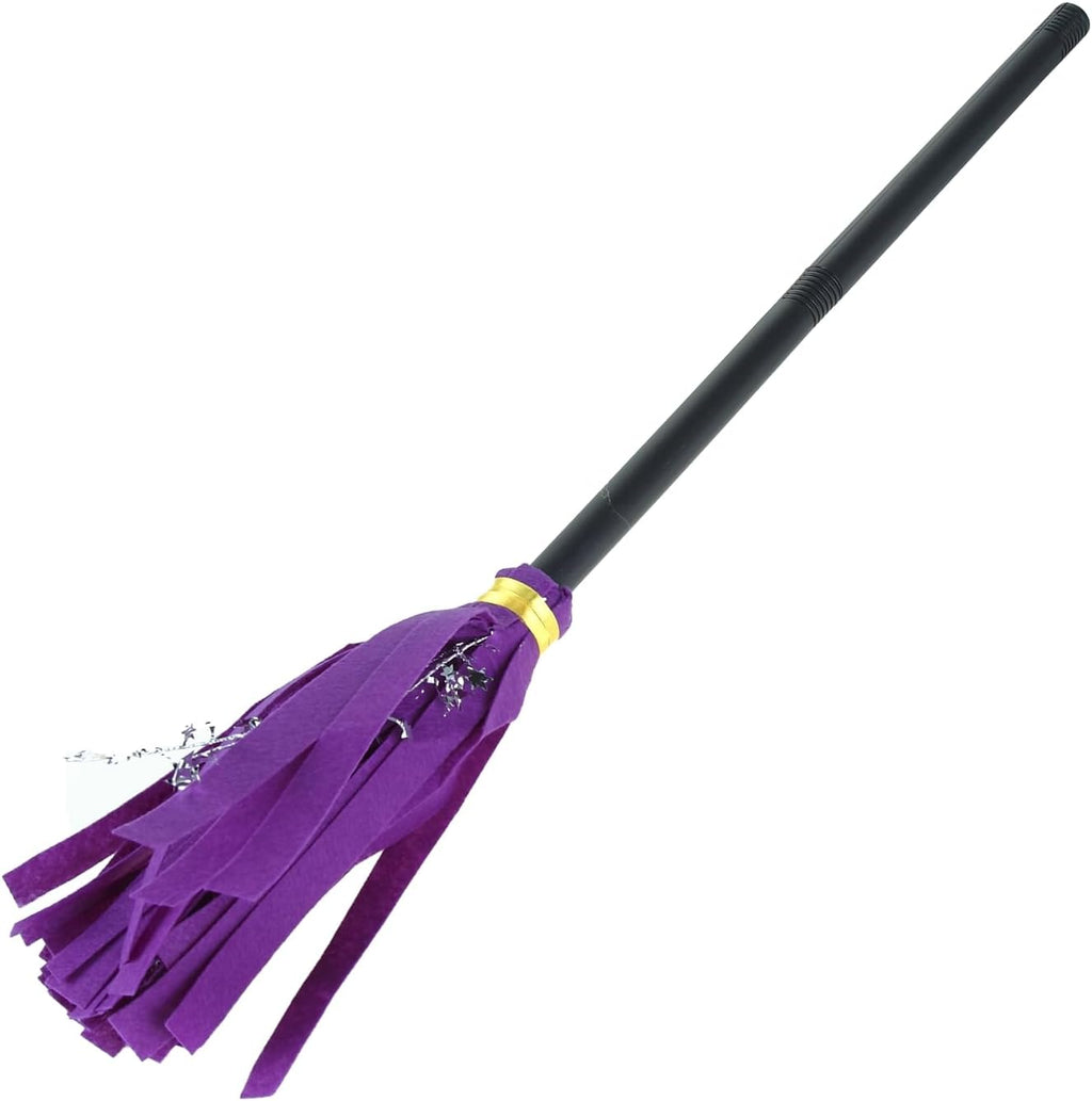 BinaryABC Halloween Witches Broom Plastic Broom,Halloween Cosplay Costume Props,Halloween Masquerade Dress Up Costume Decoration Supplies(Purple)