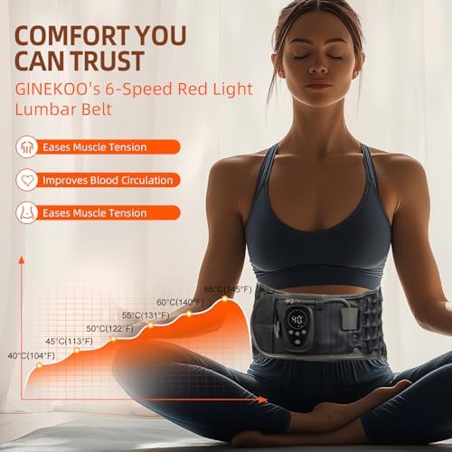 Red Light Therapy Decompression Back Belt with Heating, Vibration Massage & Electric Pump, Cordless Inflatable Back Brace for Lower Back Pain Relief, One Size Fits 29–49" Waist – Blue