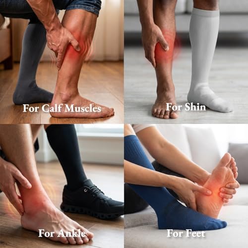 3 Pairs Compression Socks for Women & Men, 15-20mmHg Support for Standing, Running, Nurses, Travel(Unisex)