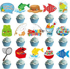 36pcs Fishing Cupcake Toppers Gone Fishing Party Cupcake Picks for Fisherman Birthday Party Decorations Fishman Fishing Pole theme Theme Party Baby Shower Supplies