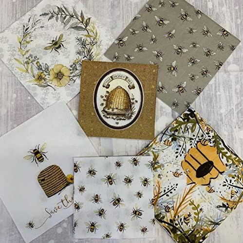 Boston International IHR 3-Ply Paper Napkins, 20-Count Cocktail Size, Bee Haven