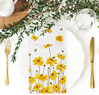 AnyDesign 80 Pack Calliopsis Guest Napkins Spring Summer Flower Bee Disposable Paper Napkins Yellow Floral Dinner Hand Towels for Home Kitchen Wedding Birthday Party Supplies