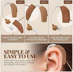 Hearing Aid Protectors and Clip - Corded Fabric Cover with Clasp Protects from Dirt Dust Sweat & Moisture Reduces Wind Noise & Prevents Loss Fits Most (1-Inch, 1.25-Inch, 2-Inch) BTE Devices