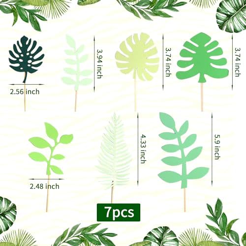 LaVenty Glittery Tropical Leaves Cake Topper Tropical Wedding Cake Decoration greenery Palm Leaf Cake Topper