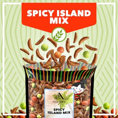 Spicy Island Arare Rice Crackers - Hot Mochi Crunch Asian Snack Mix - Assorted Shapes and Flavors - Sweet, Salty, and Umami Taste - Kakinotane, Wasabi Peas, and Red Iso Peanut - 12 Ounce