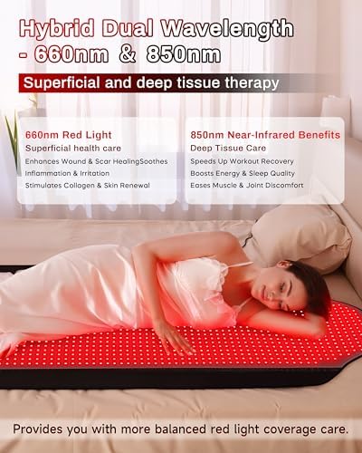 72"x33.3" Medical-Grade TPU Red Light Therapy Mat for Full Body Pain Relief, FSA&HSA Infrared Light Therapy Blanket for Home Use