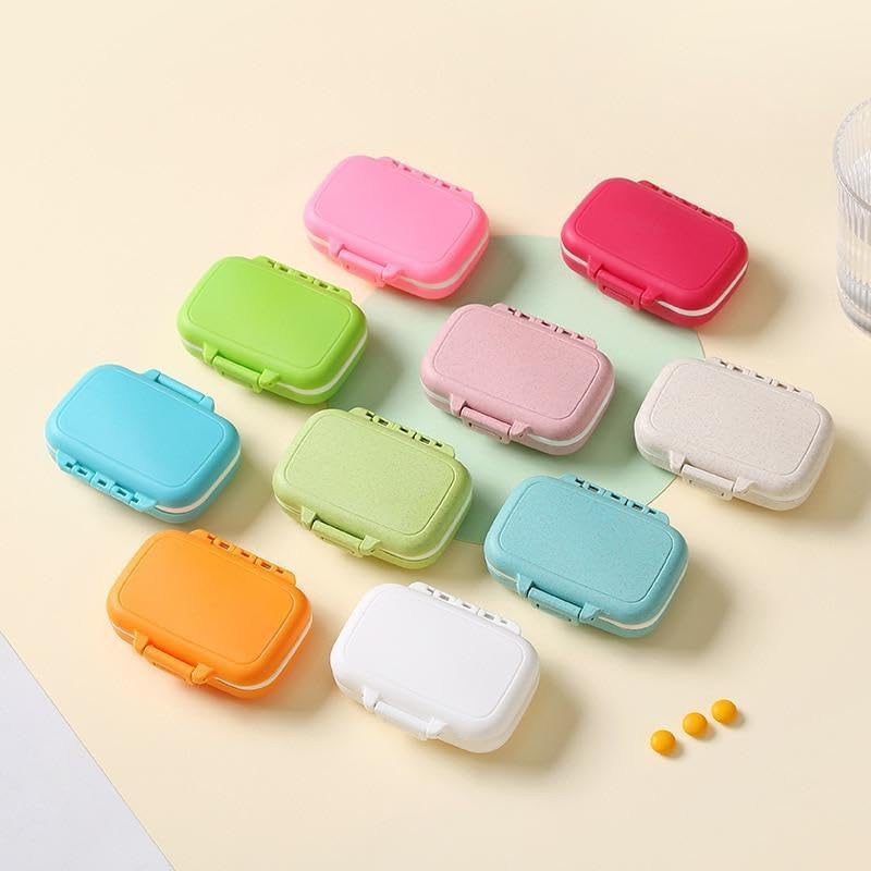 2pcs Lattices Pill Box Tablet Pill Case Dispenser Medicine Boxes Dispensing Medical Kit Mini Organizer Case Holder Pill Splitter (White)