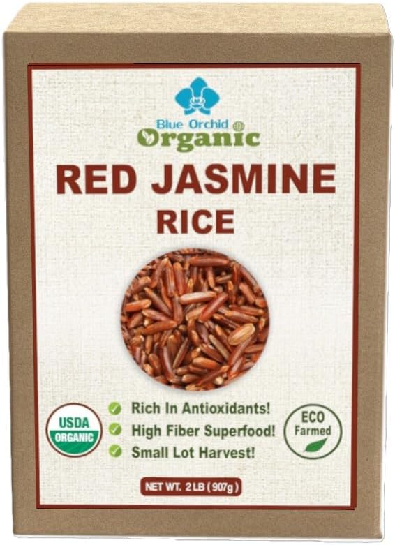 Organic Thai Red Jasmine Rice - Gluten Free - Preservative Free - Small Lot Farmed from Thailand - 2 LB