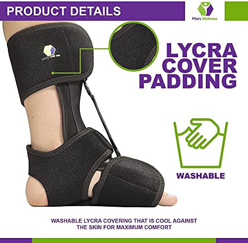 MARS WELLNESS Comfort Dorsal Night Splint - Pain Relief from Plantar Fasciitis, Drop Foot, and Achilles Tendinitis - Large