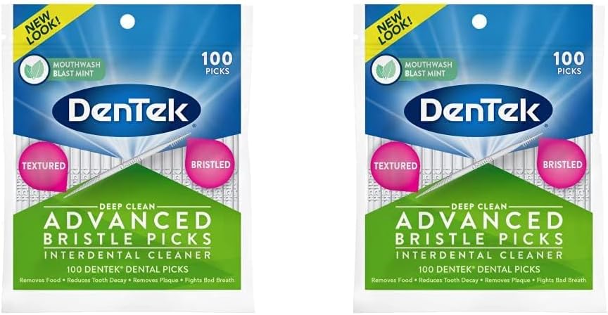 DenTek Deep Clean Bristle Picks,100 Each (Pack of 2) White