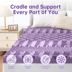 MUXHOMO 3 Inch King Size Mattress Topper, 7-Zone Gel Infused Mattress Topper, Egg Crate Memory Foam Mattress, Lavender Cooling Gel Infused Bed Pad, CertiPUR-US Certified (76"×80", Lavender)