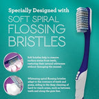 GuruNanda Gentle Giant Toothbrush with Dual Action Flossing Spiral Bristles, Non-Slip Ergo Dexa Grip, Helps in Teeth Whitening, BPA Free Manual Toothbrushes, Assorted Colors, 4 Count