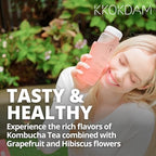 KKOKDAM Kombucha Tea - Grapefruit & Hibiscus Korean Tea - Kombucha Drinks Probiotic Support, Low Calorie, Sugar Free Kombucha Pack - 15 Packs