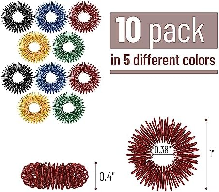 Mr. Pen- Spiky Sensory Rings, 10 Pack, Jewel Tones, Stress Relief Fidget Sensory Toys, Fidget Ring for Anxiety, Massager, Individuals with BFRB, ADHD and Attention Disorder