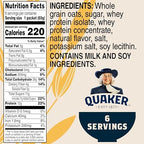 Quaker Protein Instant Oatmeal, Maple Brown Sugar, 12g Protein per Serving, Whole Grains, No Artificial Flavors, No Added Colors, 2.11 oz Packets, (6 Pack)