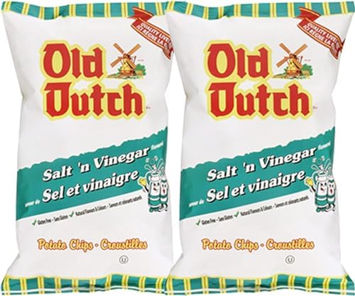 Old Dutch Salt & Vinegar Flavoured Potato Chips 255g - 2 X Large Bags {Imported from Canada} (2-Pack)
