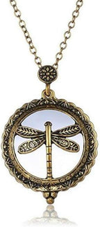 AKOAK 5X Portable Vintage Magnifying Glass Pendant Necklace for Library,Reading Fine Print,Zooming,Increase Vision,Jewelry and Gift (Dragonfly)