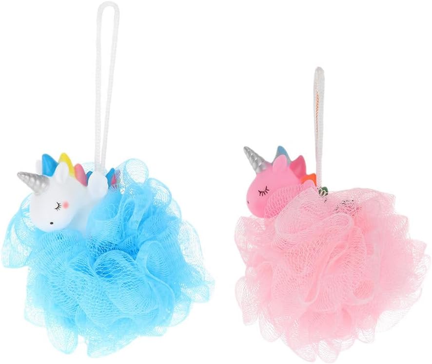 Children Bath Exfoliating Scrubbers 2-Pack Mesh Shower Balls for Gentle Body Cleaning Quick-Dry Bath Accessory for Kids