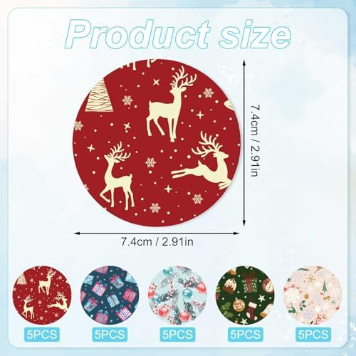 25pcs Sensor Covers, Christmas Theme Tape Waterproof Sensor Patches Stickers 5 Patterns Non-Woven Fabric Sensor Adhesive Patches for CGM Libre 2 or 3 Overpatch