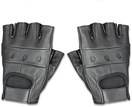 Raider BCS-500-XXL Leather Fingerless Men's Motorcycle Premium Driving Gloves (Black, XX-Large)