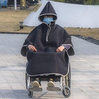 McbeAn Wheelchair Blanket Winter Warm Cover, Windproof Cape Poncho with Hood, Easy to Put On and Take Off, Windproof and Warm, for Leg and Whole Body Warmth, Ideal Winter Warm Cover